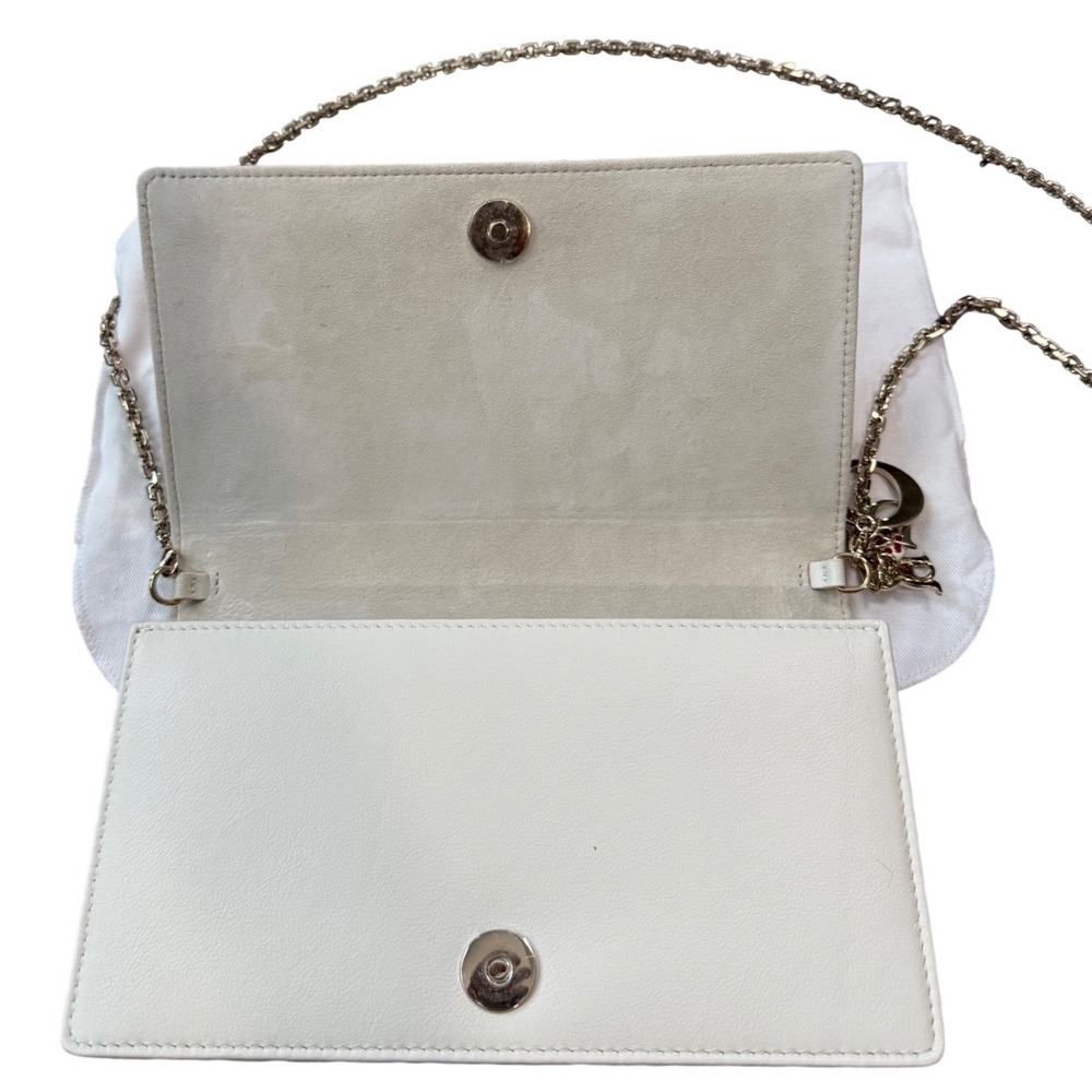Christian Dior Dioramour Polka Dot Wallet On Chain Crossbody Bag Leather Rare - Picture 8 of 14